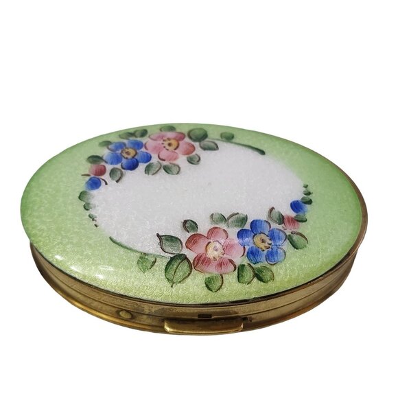 Vintage Enameled Flower Compact (A4065) - Picture 1 of 6